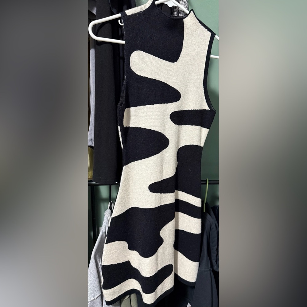 Cider Black and Cream Patterned Dress